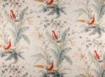 Estampado campestre de aves, tejido algodón 90% y lino10%