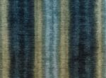 Chenilla de terciopelo estampada con franjas abstractas en azul y verde