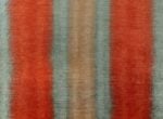 Chenilla de terciopelo estampada con franjas abstractas en rojo y verde agua