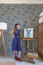 Papel pintado con motivos de peces de mar diseño de Joana Santamans