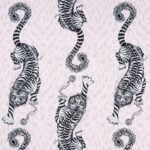 Estampado fantástico de tigres y animal print rosa en algodón 100% grueso