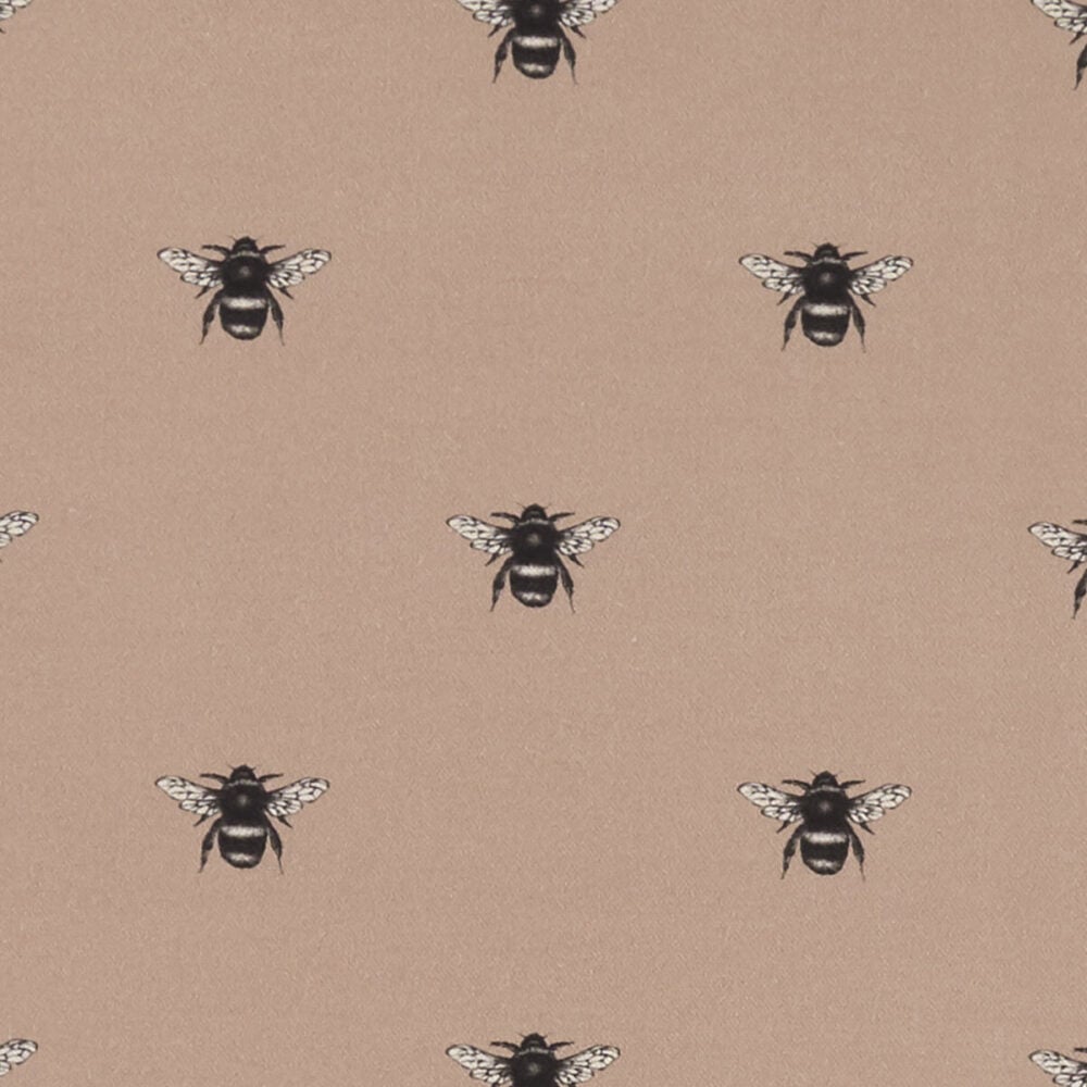 tela de algodón y lino estampado de abejas en color rosa viejo