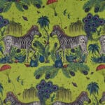 Estampado de cebras y motivos surrealistas en amarillo lima