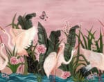 Papel pintado tipo mural en rosa de 350x280 cm de Laura Torroba y Coordonné