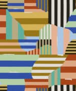 Papel pintado con motivos POP de colores saturados "LANDSCAPE DAY" de la autora Mireia y sus cosas y Coordonné