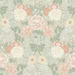 Papel pintado de flores grandes "Dahlia Garden" en verde claro
