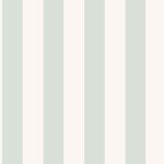 Papel pintado a rayas en blanco cremoso cálido y gris verdoso pálido (color 7684)
