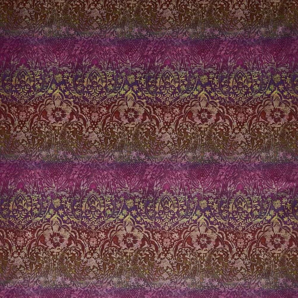 Tejido aterciopelado con estampado tipo damasco - cachemira color Fábula-Cassis-3800-998