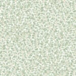 Rollo de papel pintado con motivos de hojas de avellano en blanco y verde claro