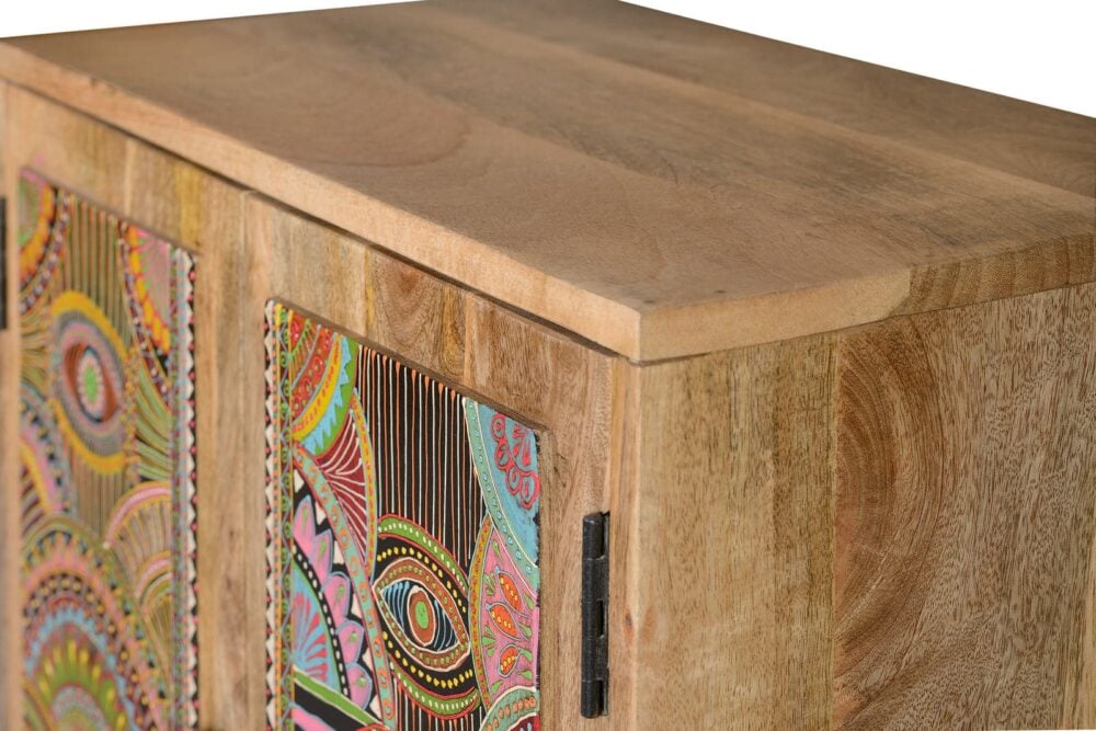Aparador de madera con 2 puertas pintadas a mano (60x30x60cm)