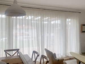Cortinas de lino rústico traslúcidas confeccionadas a medida