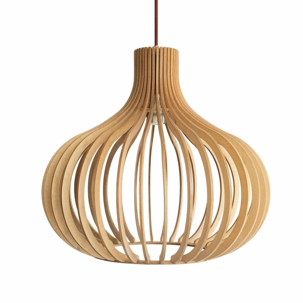 Lámpara de techo decorativa con lamas de madera natural y Ø50cm