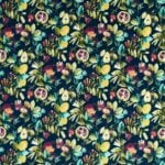 Terciopelo estampado de grandes frutas y ancho 136cm en azul marino ref. F1515-01