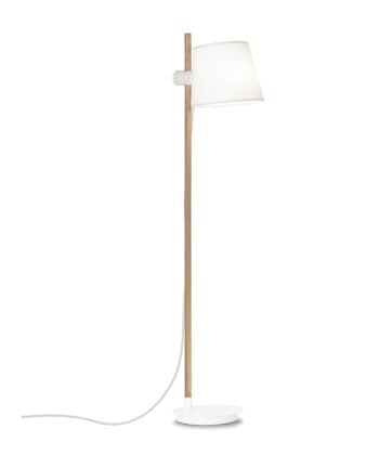 Wooden floor lamp with textile shade (in black or white) Contemporary Style Lamps