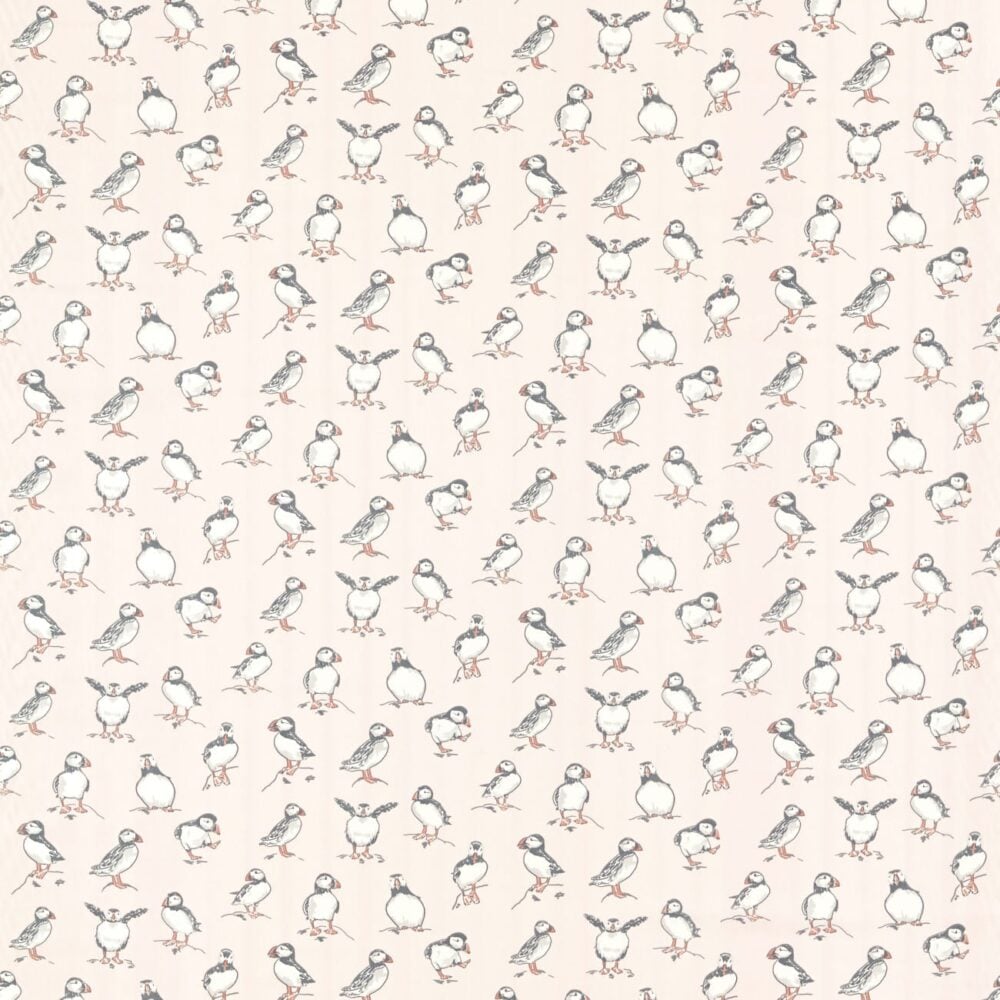 tela de algodón grueso con estampado infantil de pingüinos en rosa maquillaje