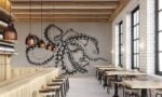 Mural de papel pintado de un gran calamar