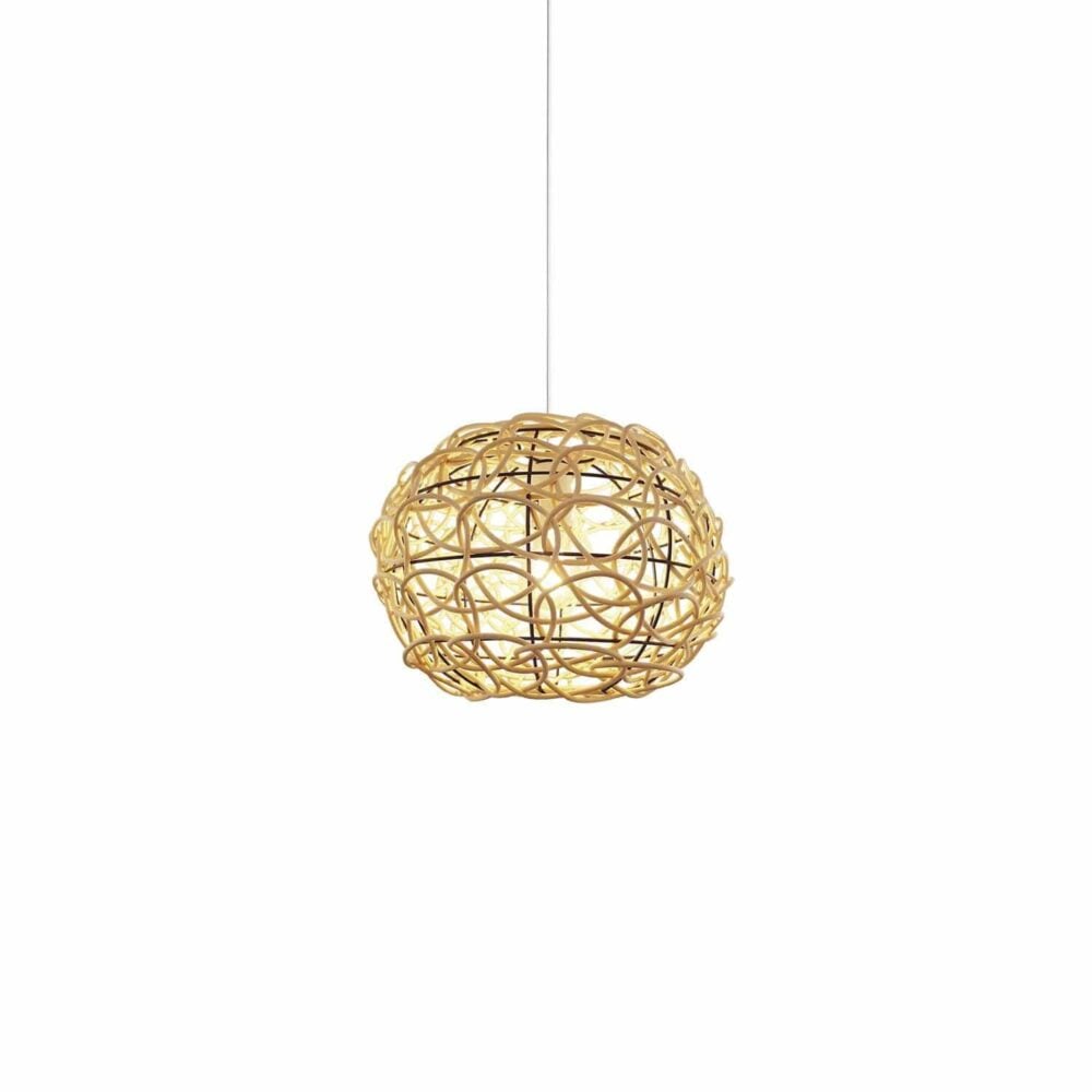 Lámpara esférica de madera en color natural de Ø33cm