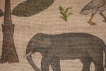 Lino 100% "BURUNDI-03-Svannah" estampado de animales a modo de tapiz antiguo, diseño de James Malone