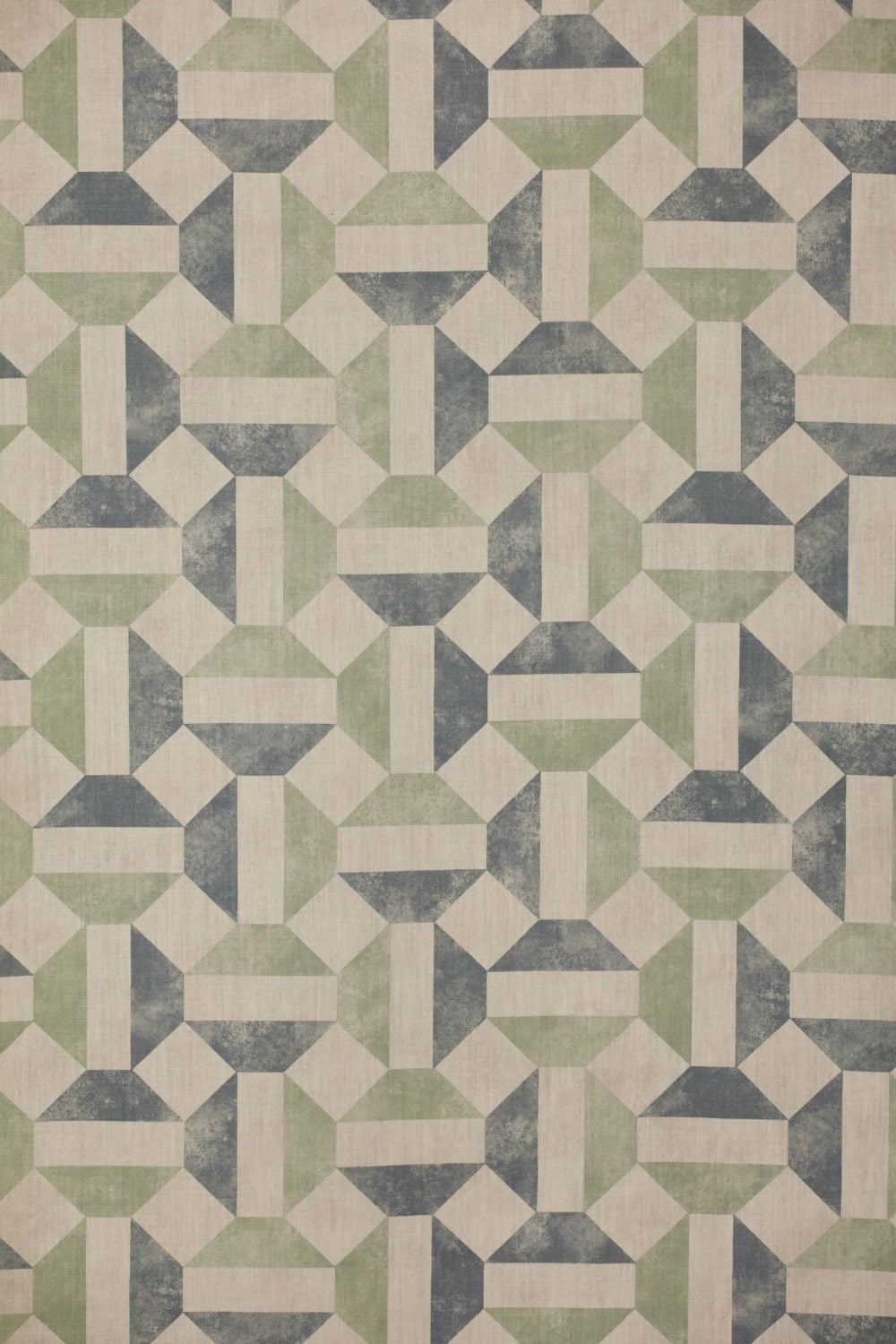 Estampado geométrico "borodin-03-Blue" inspirado en antiguos azulejos árabes, diseño de James Malone