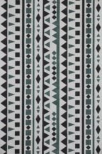 Tela "GISELLE-02-Aqua" estampada diseño de block print con motivos geométricos, de James Malone