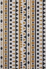 Tela "GISELLE-04-Ochre" estampada diseño de block print con motivos geométricos, de James Malone