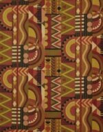 Lino 100% estampado tipo patchwork inspirado en la Bauhaus "ROSSIGNOL-Gold"