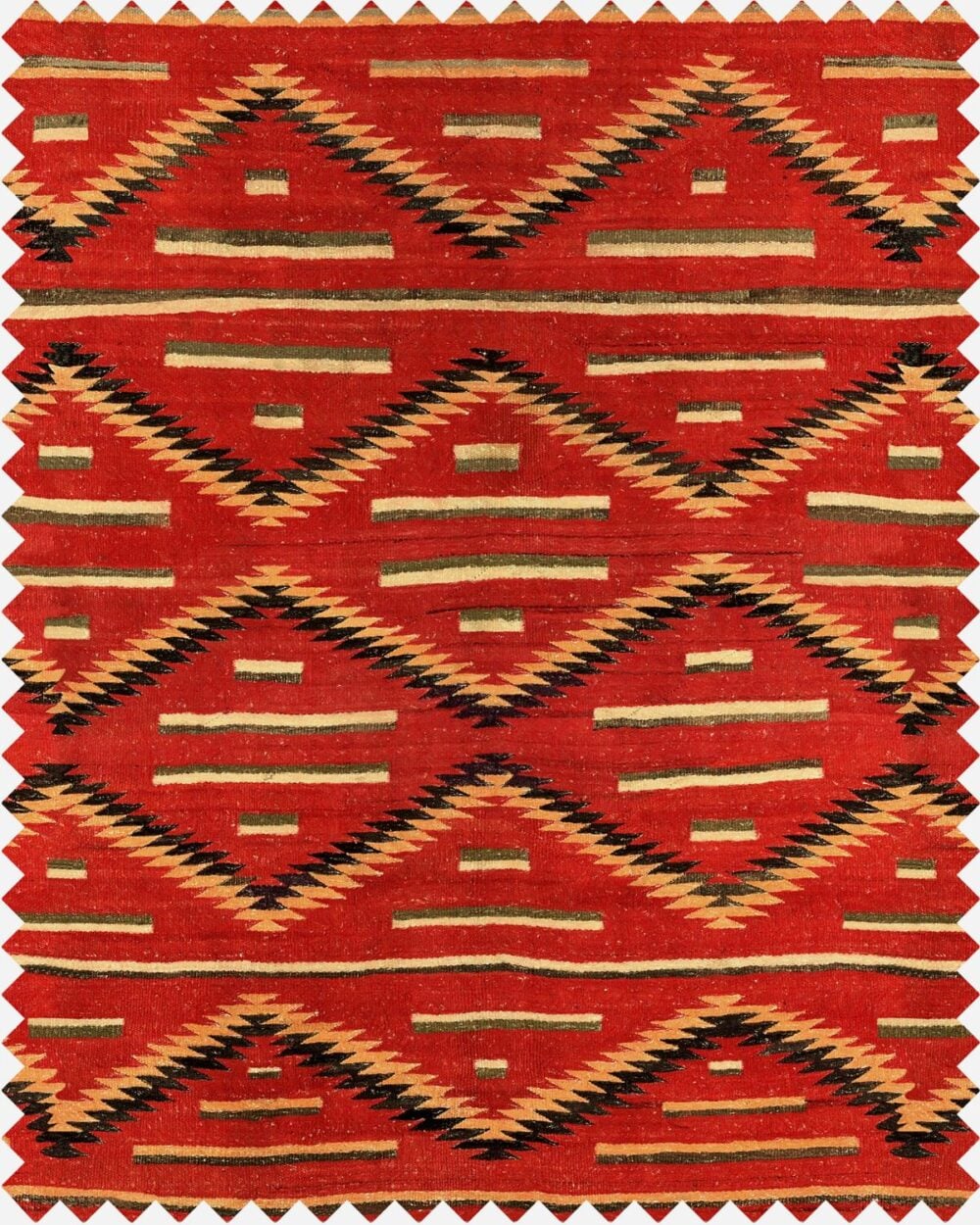 Lino 100% de grandes motivos tribales en rojo terracota "navajo" diseño de Mind the Gap