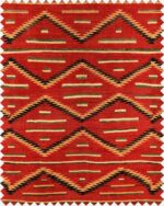 Lino 100% de grandes motivos tribales en rojo terracota "navajo" diseño de Mind the Gap