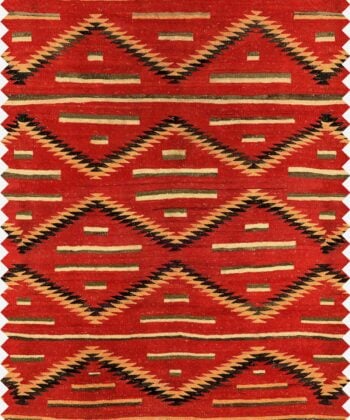 Lino 100% de grandes motivos tribales en rojo terracota "navajo" diseño de Mind the Gap