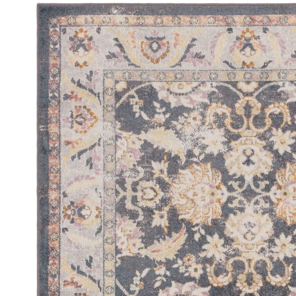 Alfombra persa vintage de flores sobre fondo oscuro (tamaño a elegir). Ref. Flores-Farah-FR07