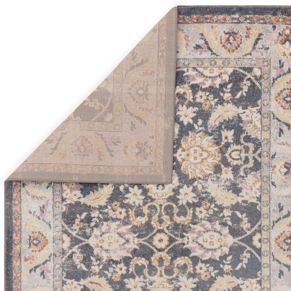 Alfombra persa vintage de flores sobre fondo oscuro (tamaño a elegir). Ref. Flores-Farah-FR07