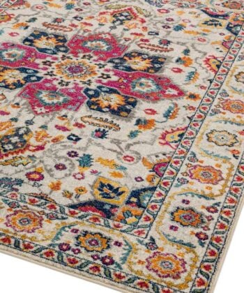 Alfombra de diseño vintage multicolor en crudo (tamaño a elegir)