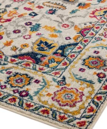 Alfombra de diseño vintage multicolor en crudo (tamaño a elegir)