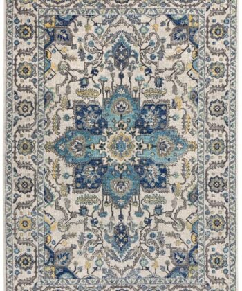 Alfombra de diseño vintage en azules (tamaño a elegir)