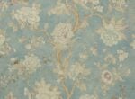 Lino estampado de flores y ramas de estilo exótico. Diseño "PALAWAN col. French Blue" de Güell-Lamadrid.
