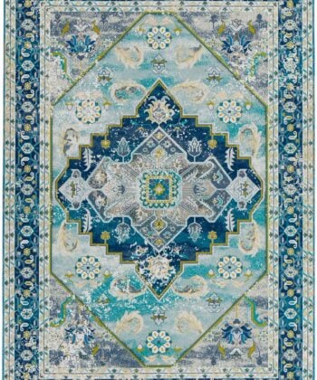 Alfombra de diseño persa azul en poliéster (160×230cm)