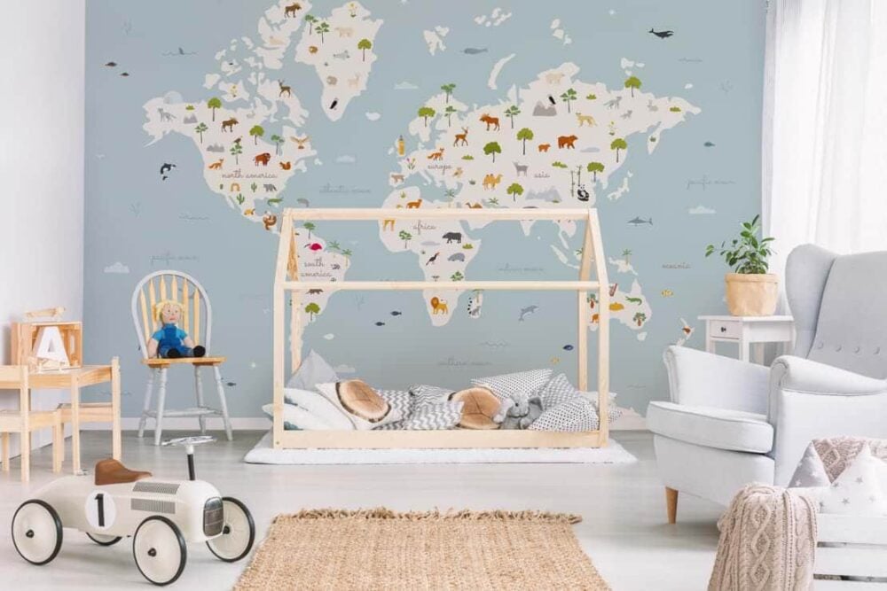 ANIMAL MAP Papel Pintado Decoración Infantil