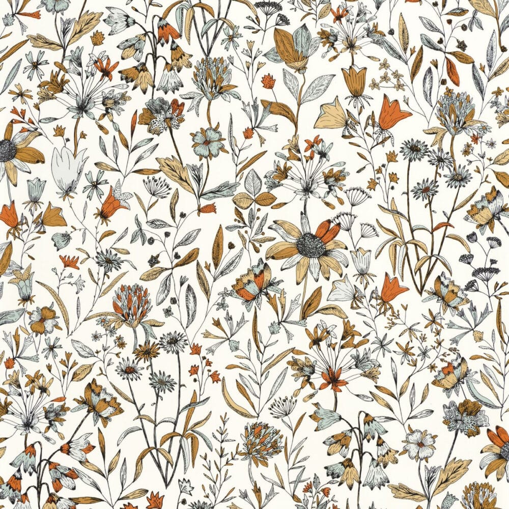 Papel pintado vinílico con motivos de flores silvestres color 103000325