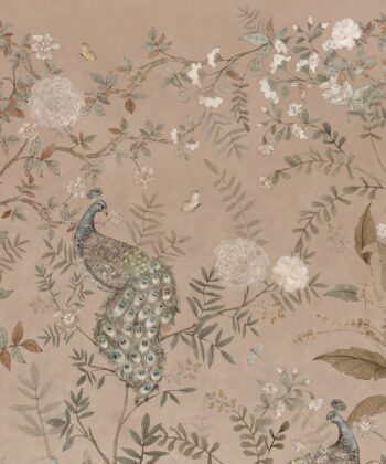 custom wallpaper mural chinoiserie of dahlias and peacocks Custom murals Animals custom wallpaper mural chinoiserie of dahlias and peacocks