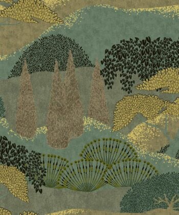 JARDÍN JAPONÉS Colección "Lur" Estilo Lujoso Papel pintado de paisajes y toile de jouy