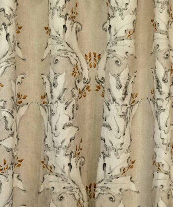 Lino estampado de patrón vegetal ornamental Colección "Toscana Fabrics" Abstractos