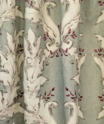 Lino estampado de patrón vegetal ornamental Colección "Toscana Fabrics" Abstractos Lino estampado de patrón vegetal ornamental