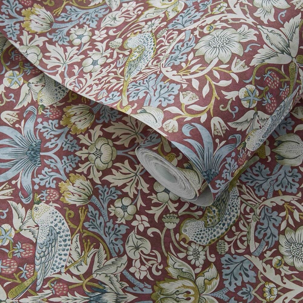 STRAWBERRY THIEF WP William Morris Designs Wallpaper Animales