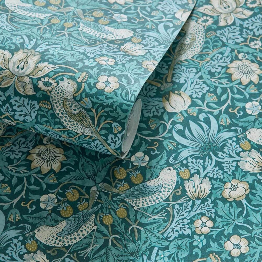 STRAWBERRY THIEF WP William Morris Designs Wallpaper Animales