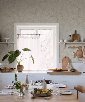 Papel pintado clásico de racimos de finas hojas Colección "Villa Dalarö II" Decoración Infantil Papel pintado clásico de racimos de finas hojas