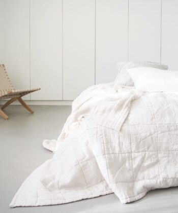Gran colcha de cuadros de lino 100% y satén de algodón (240 x 260 cm) Colchas de Cama Estilo Boho