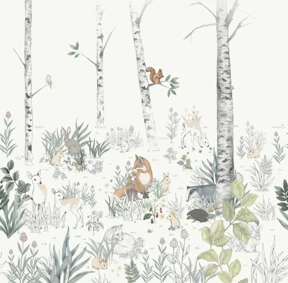 MAGIC FOREST MURAL-7481 Colección «Newbie Wallpaper Vol. I - II» Animales