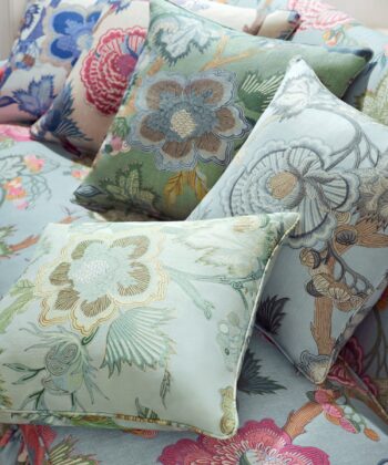 Lino 100% con gran patrón de flores y diseño jacobeo Colección "Indienne" Damasco - Paisley - Cachemira Lino 100% con gran patrón de flores y diseño jacobeo