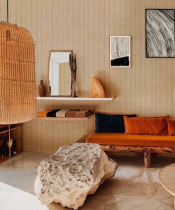 Natural woven bamboo wallpaper, "Sarape" collection, boho style Natural lattice texture bamboo wallpaper